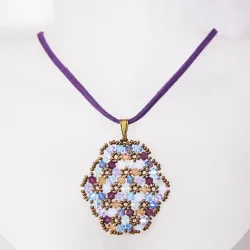 Pendant 65cm - Shea Oval-Purple Suedine - Pendant 65cm - Laiton bronze